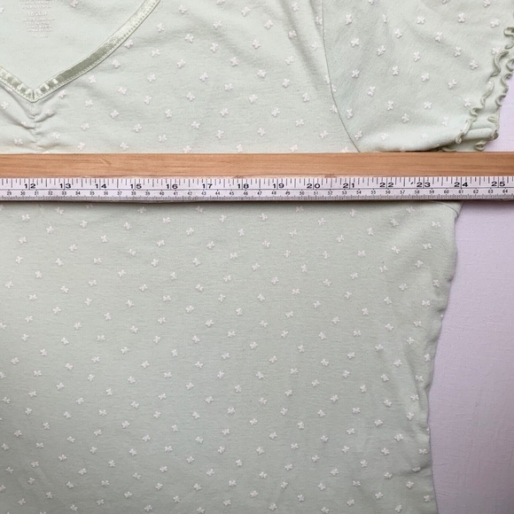 2000s Lime Green Butterfly Print Fairy Ditzy Lettuce Hem Plus Size Tee XXL 18/20 - Picture 4 of 9